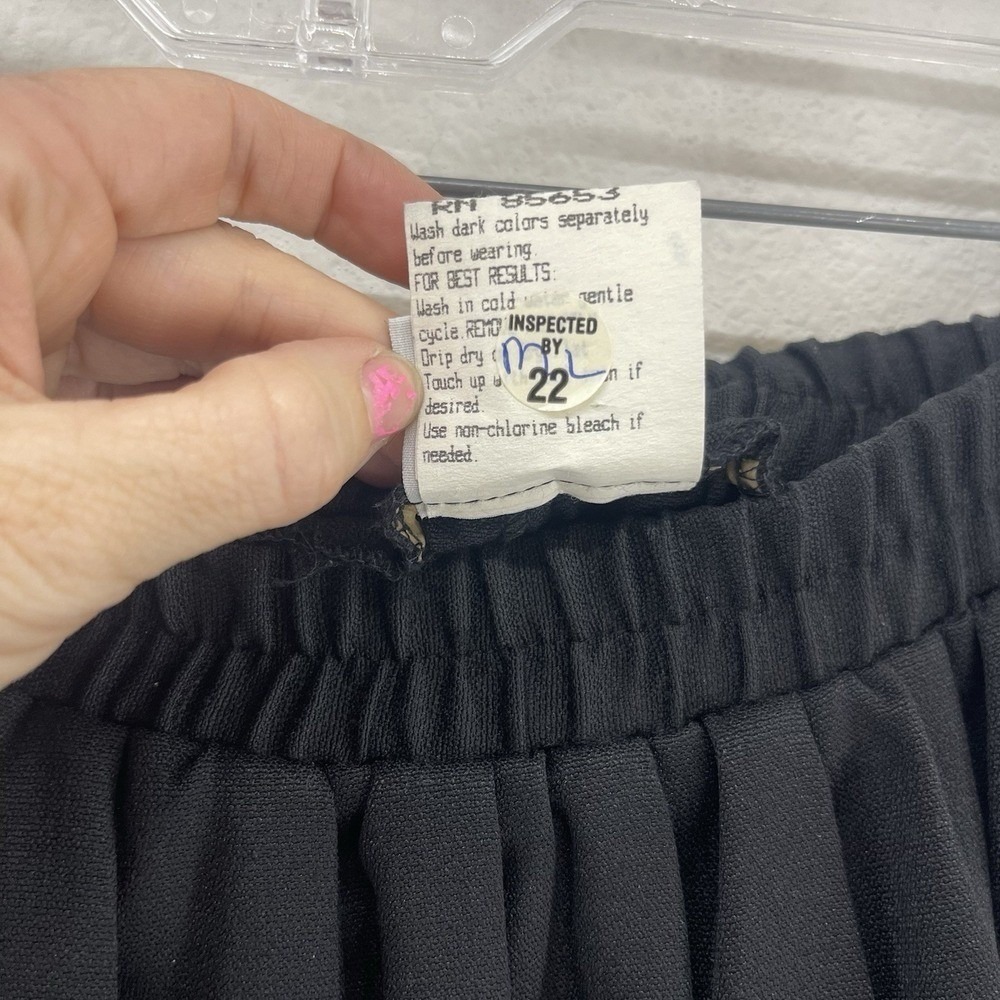 Vintage Koret Pleated Midi Skirt Sz 14 Black Elastic Waist Cottage Academia USA - Picture 5 of 9